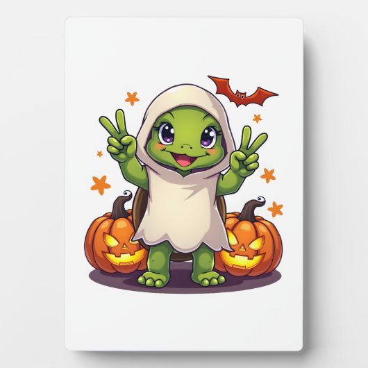 Funny Turtle Ghost Pumpkin Boo Halloween Kinder Me Fotoplatte (Vorderseite)