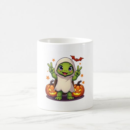 Funny Turtle Ghost Pumpkin Boo Halloween Kinder Me Kaffeetasse (Mittel)