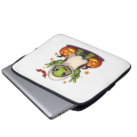 Funny Turtle Ghost Pumpkin Boo Halloween Kinder Me Laptopschutzhülle (Vorne Knopf)