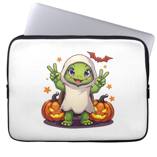 Funny Turtle Ghost Pumpkin Boo Halloween Kinder Me Laptopschutzhülle (Vorderseite)