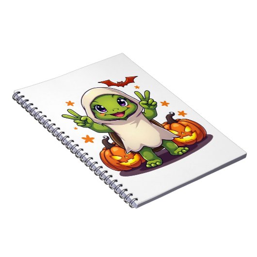 Funny Turtle Ghost Pumpkin Boo Halloween Kinder Me Notizblock (Rechte Seite)