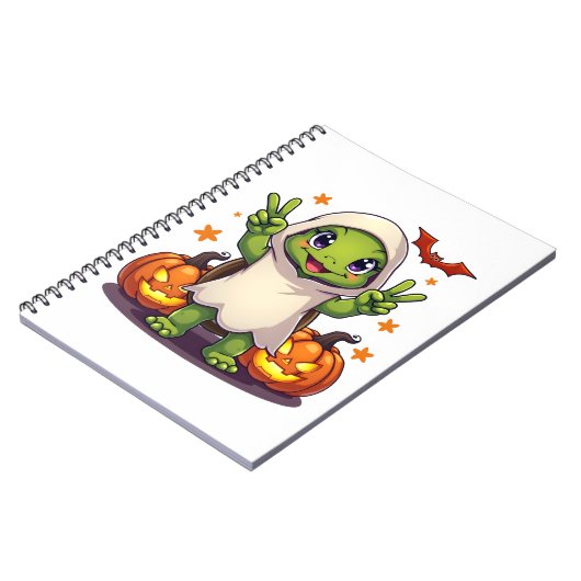 Funny Turtle Ghost Pumpkin Boo Halloween Kinder Me Notizblock (Linke Seite)