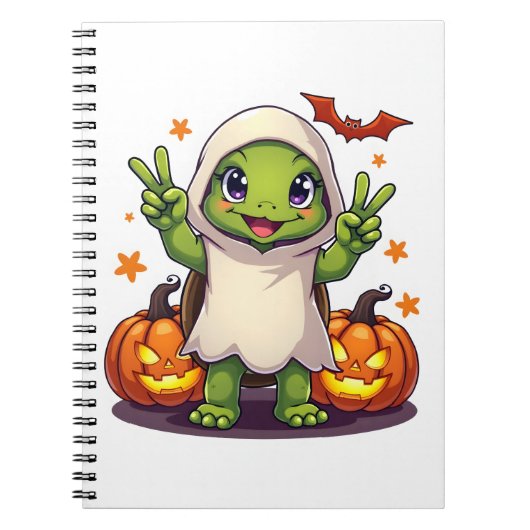 Funny Turtle Ghost Pumpkin Boo Halloween Kinder Me Notizblock (Vorderseite)