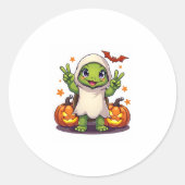 Funny Turtle Ghost Pumpkin Boo Halloween Kinder Me Runder Aufkleber (Vorderseite)