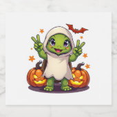 Funny Turtle Ghost Pumpkin Boo Halloween Kinder Me Schaumweinetikett (Einzelnes Label)