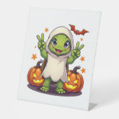 Funny Turtle Ghost Pumpkin Boo Halloween Kinder Me Sockelschild (Vorderseite)
