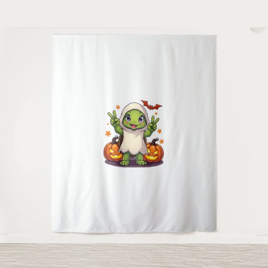 Funny Turtle Ghost Pumpkin Boo Halloween Kinder Me Wandteppich (Vorderseite)