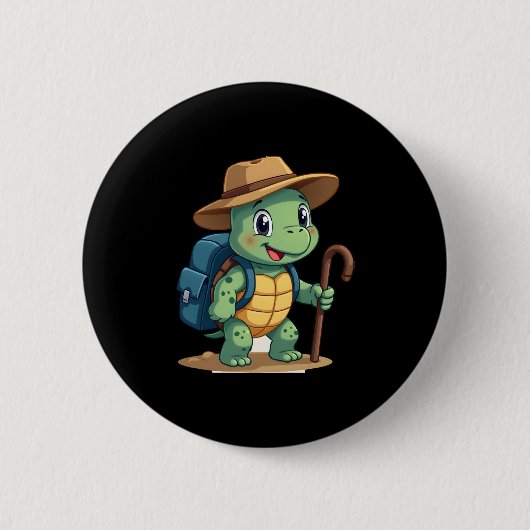 Funny Turtle Hiking Graphic Camping Lover Adventur Button (Vorderseite)