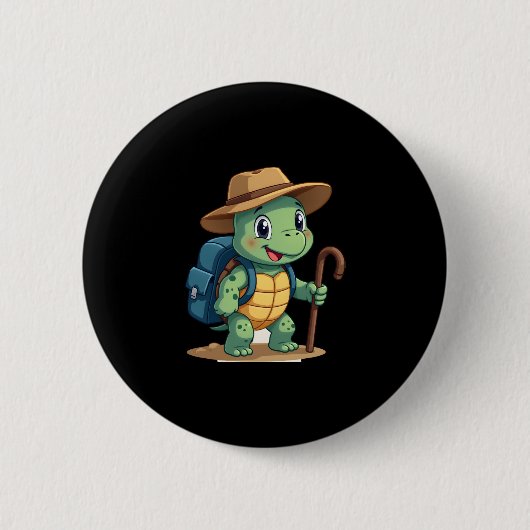 Funny Turtle Hiking Graphic Camping Lover Adventur Button (Vorderseite)