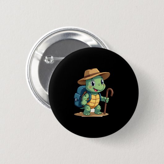 Funny Turtle Hiking Graphic Camping Lover Adventur Button (Vorne & Hinten)