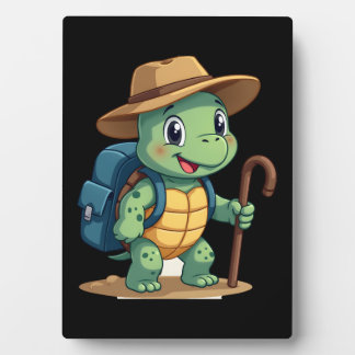 Funny Turtle Hiking Graphic Camping Lover Adventur Fotoplatte