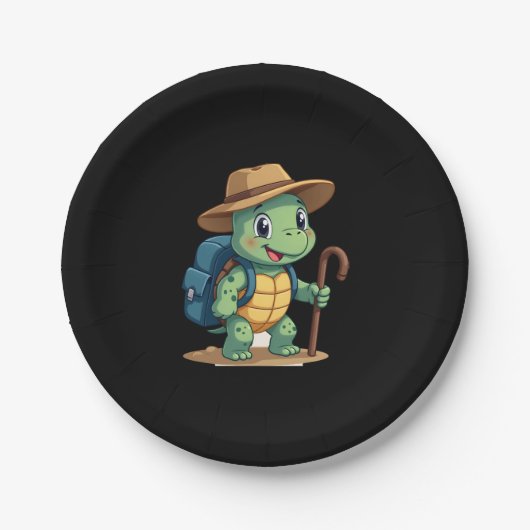 Funny Turtle Hiking Graphic Camping Lover Adventur Pappteller (Vorderseite)