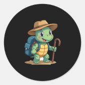 Funny Turtle Hiking Graphic Camping Lover Adventur Runder Aufkleber (Vorderseite)