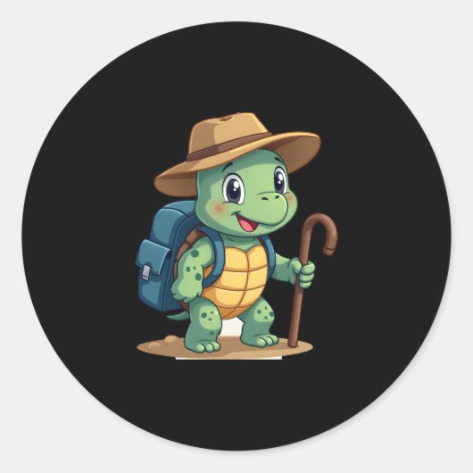 Funny Turtle Hiking Graphic Camping Lover Adventur Runder Aufkleber (Vorderseite)
