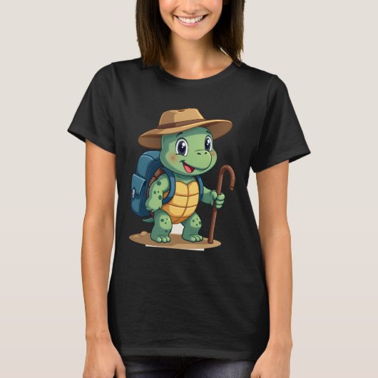 Funny Turtle Hiking Graphic Camping Lover Adventur T-Shirt (Vorderseite)