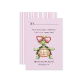 Funny Turtle Kids School Valentine Card Mitteilungskarte (Vorderseite/Rückseite Beispiel)