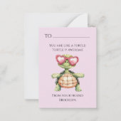 Funny Turtle Kids School Valentine Card Mitteilungskarte (Vorderseite)