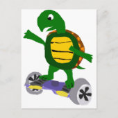 Funny Turtle on Hoverboard Originelle Kunst Postkarte (Vorderseite)