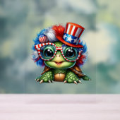 Funny Turtle Patriotic USA Flag Sunglass Acrylschild (Neutral)