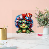 Funny Turtle Patriotic USA Flag Sunglass Acrylschild (Hochzeit)