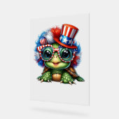 Funny Turtle Patriotic USA Flag Sunglass Acrylschild (Winkel)