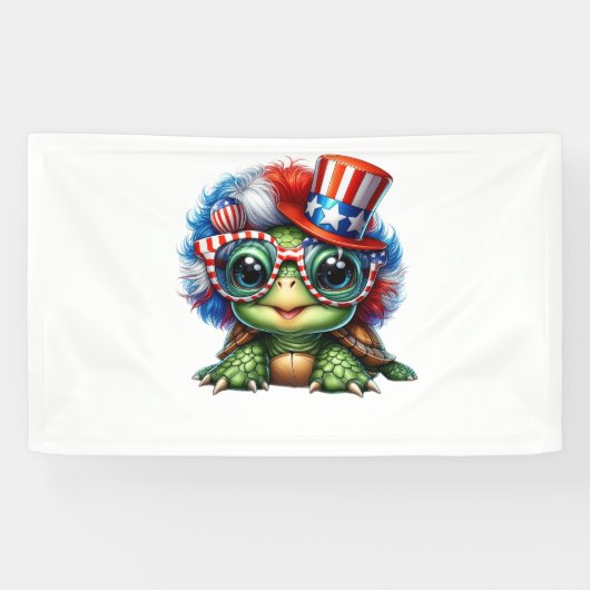 Funny Turtle Patriotic USA Flag Sunglass Banner (Horizontal)