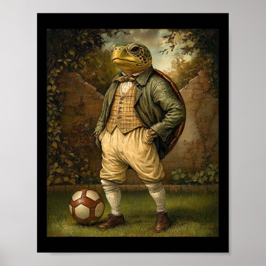 Funny Turtle Playing Soccer Graphic Weird Turtle  Poster (Vorne)