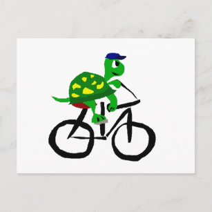 Funny Turtle Riding Bicycle Postkarte