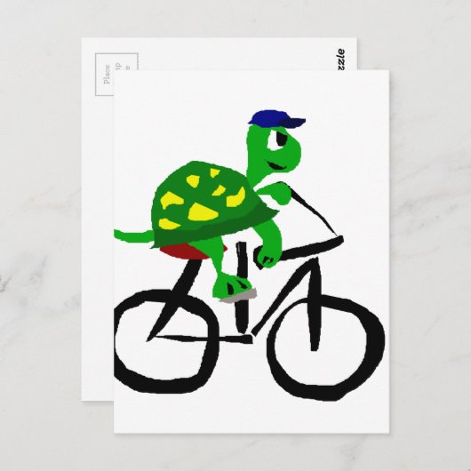Funny Turtle Riding Bicycle Postkarte (Vorne/Hinten)