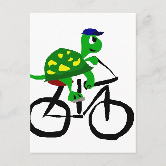 Funny Turtle Riding Bicycle Postkarte (Vorderseite)