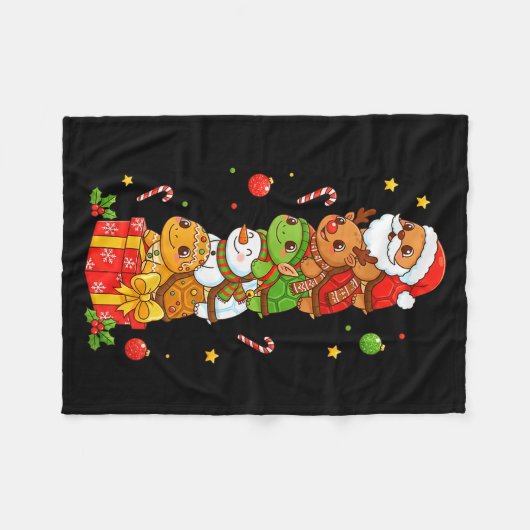 Funny Turtle Santa Elf Snowman Christmas Womens Me Fleecedecke (Vorderseite (Horizontal))