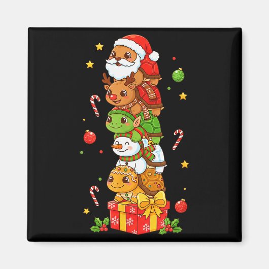 Funny Turtle Santa Elf Snowman Christmas Womens Me Magnet (Vorne)