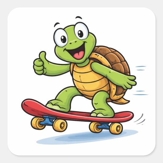 Funny Turtle Skateboard Cartoon Art Sticker (Vorderseite)