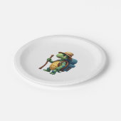 Funny Turtle Wandern Grafisches Camping Lover Adve Pappteller (Schrägansicht)