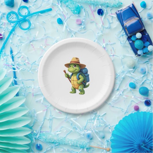 Funny Turtle Wandern Grafisches Camping Lover Adve Pappteller (Party)