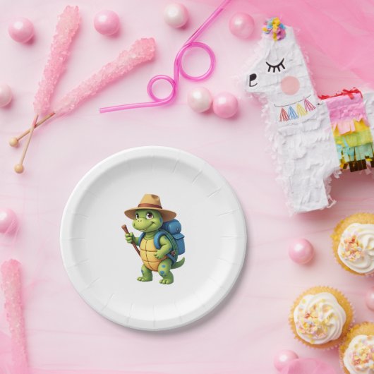 Funny Turtle Wandern Grafisches Camping Lover Adve Pappteller (Party)