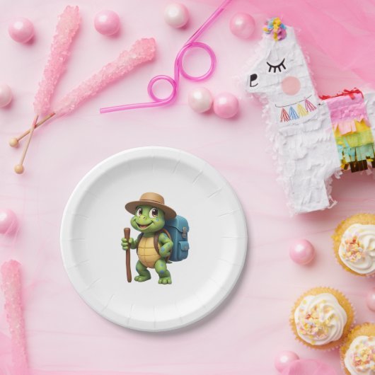 Funny Turtle Wandern Grafisches Camping Lover Adve Pappteller (Party)