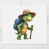 Funny Turtle Wandern Grafisches Camping Lover Adve Schaumweinetikett (Einzelnes Label)