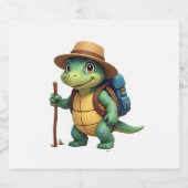 Funny Turtle Wandern Grafisches Camping Lover Adve Schaumweinetikett (Einzelnes Label)