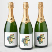 Funny Turtle Wandern Grafisches Camping Lover Adve Schaumweinetikett (Flaschen)