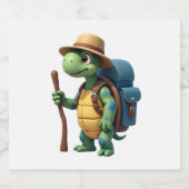 Funny Turtle Wandern Grafisches Camping Lover Adve Schaumweinetikett (Einzelnes Label)