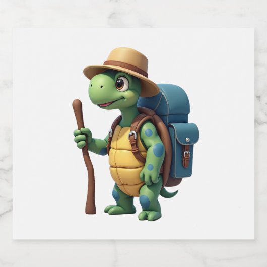 Funny Turtle Wandern Grafisches Camping Lover Adve Schaumweinetikett (Einzelnes Label)