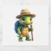 Funny Turtle Wandern Grafisches Camping Lover Adve Schaumweinetikett (Einzelnes Label)