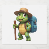 Funny Turtle Wandern Grafisches Camping Lover Adve Schaumweinetikett (Einzelnes Label)