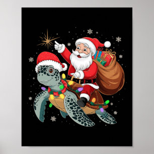 Funny Turtle Weihnachten Weihnachten Weihnachtsfei Poster