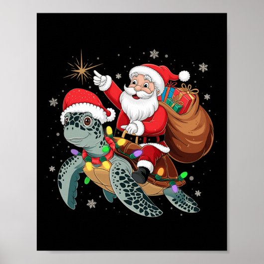 Funny Turtle Weihnachten Weihnachten Weihnachtsfei Poster (Vorne)