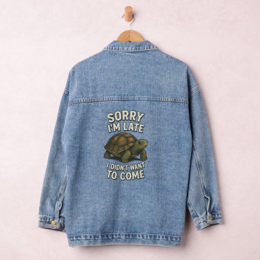 Funny Turtle Zitat Damen Denim Jacket Jeansjacke (Hangar)