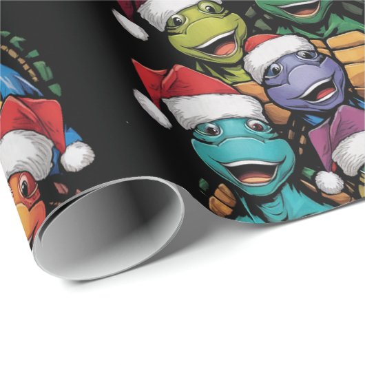 Funny Turtles in Weihnachtsmannmützen Weihnachten  Geschenkpapier (Rolleneckpunkt)
