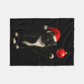 Funny Tuxedo Bauble Cat Santa Hat Red Xmas Christm Fleecedecke (Vorderseite (Horizontal))