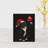 Funny Tuxedo Bauble Cat Santa Hat Red Xmas Christm Karte (Gelbe Blume)